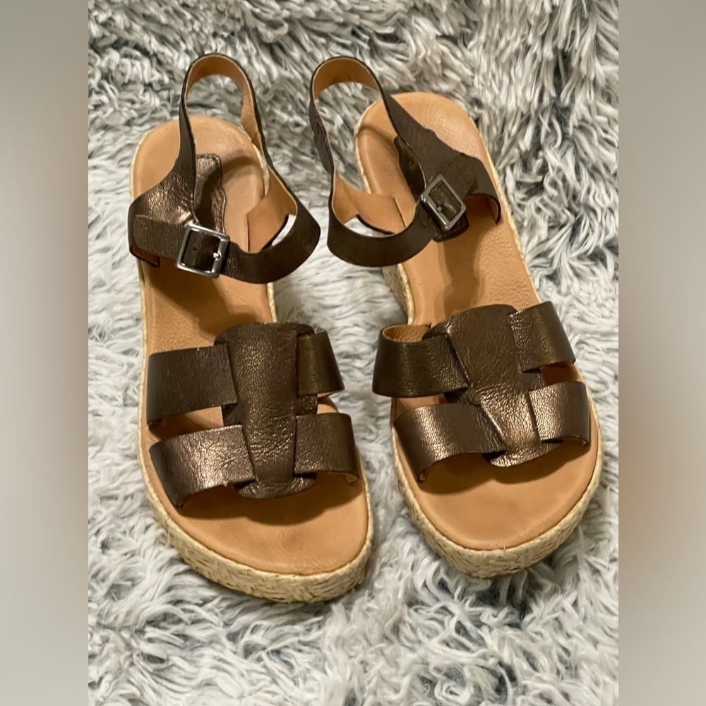 Korks Kork Ease women’s 7/38 sandals platform straw heels strappy Heels Leather